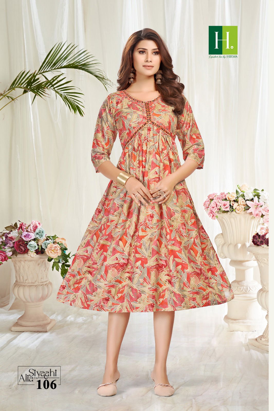 Siyaahi Alia By Hirwa Rayon Alia Cut Embroidery Kurtis Wholesale Market In Surat